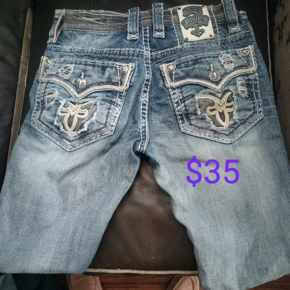 Rock Revival Distressed Blue Bootcut Jeans